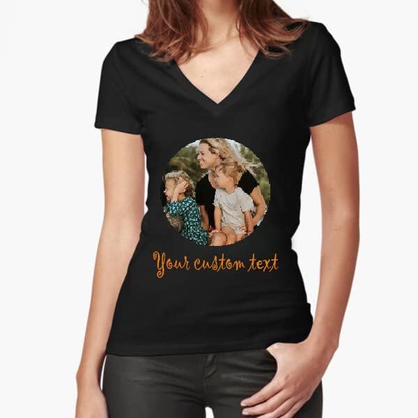 Custom V-Neck T-Shirts for Women Add Your Own Design Text Front Back Side Personalized