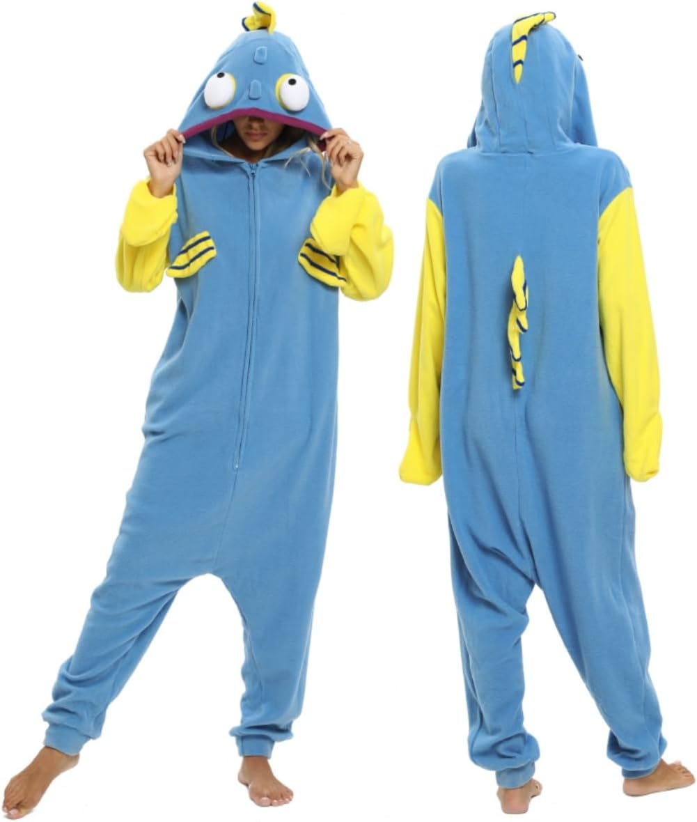 Wishliker Adult Onesie Animal Pajamas Halloween Cosplay Costumes Party Wear Blue