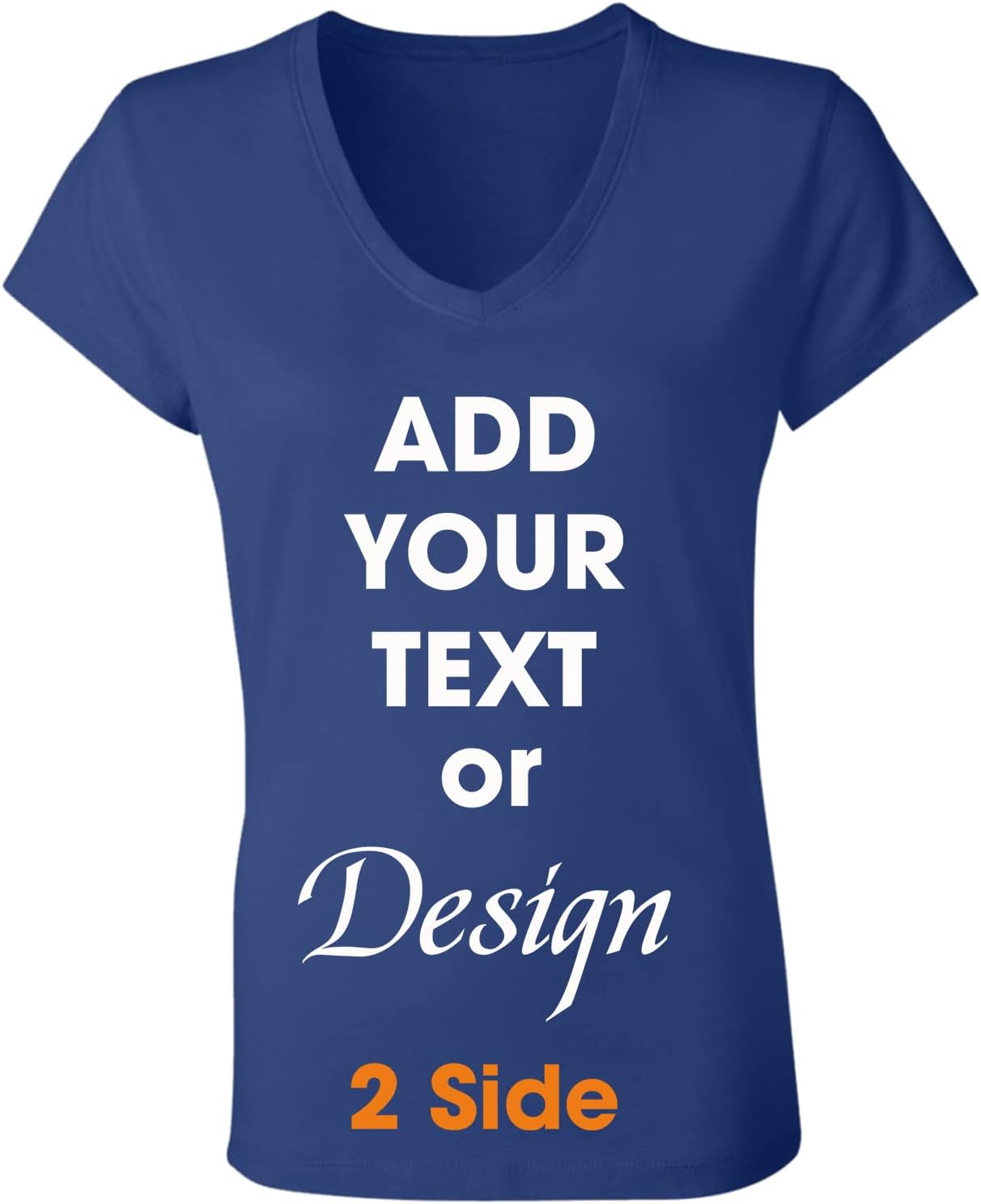 Custom V-Neck T-Shirts for Women Add Your Own Design Text Front Back Side Personalized