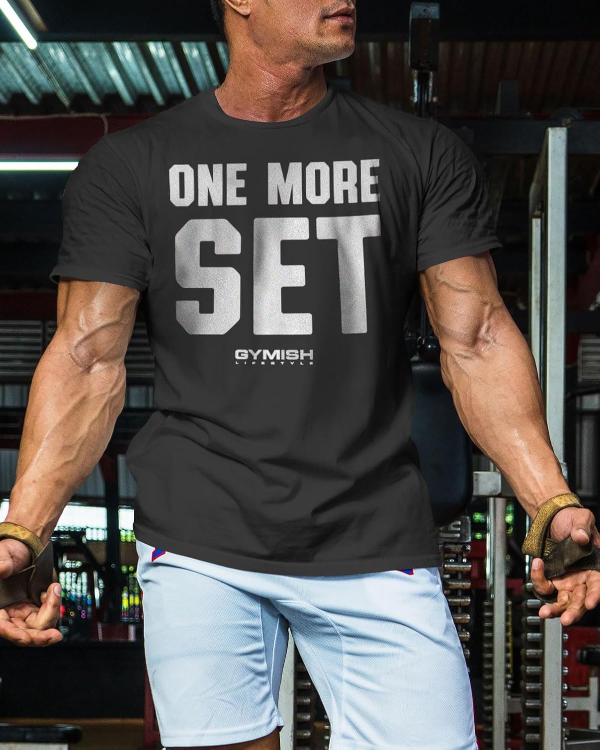 Gymish Lifestyle One More Set Motivational Lifting T-Shirt, Gym Workout Men Tees