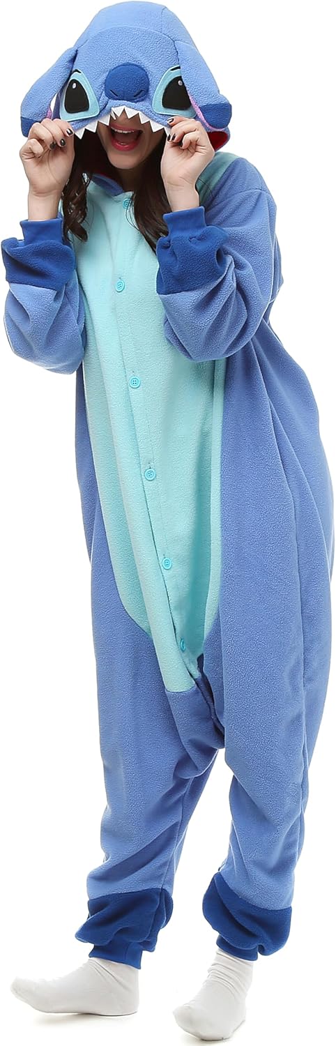 Wishliker Adult Onesie Animal Pajamas Halloween Cosplay Costumes Party Wear Blue