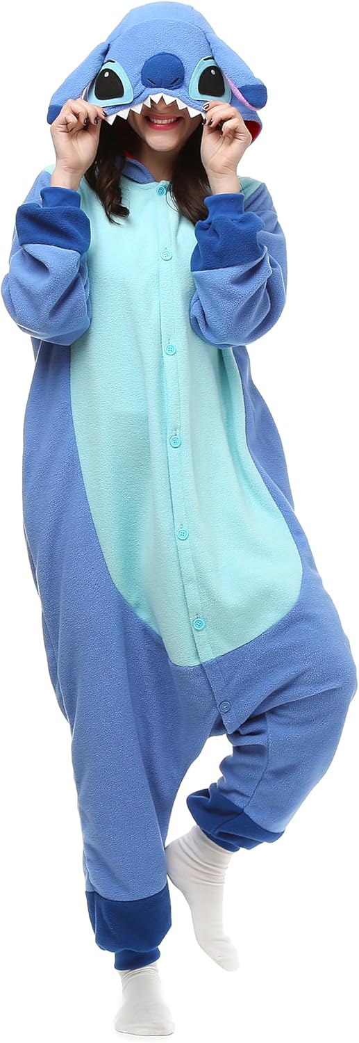 Wishliker Adult Onesie Animal Pajamas Halloween Cosplay Costumes Party Wear Blue